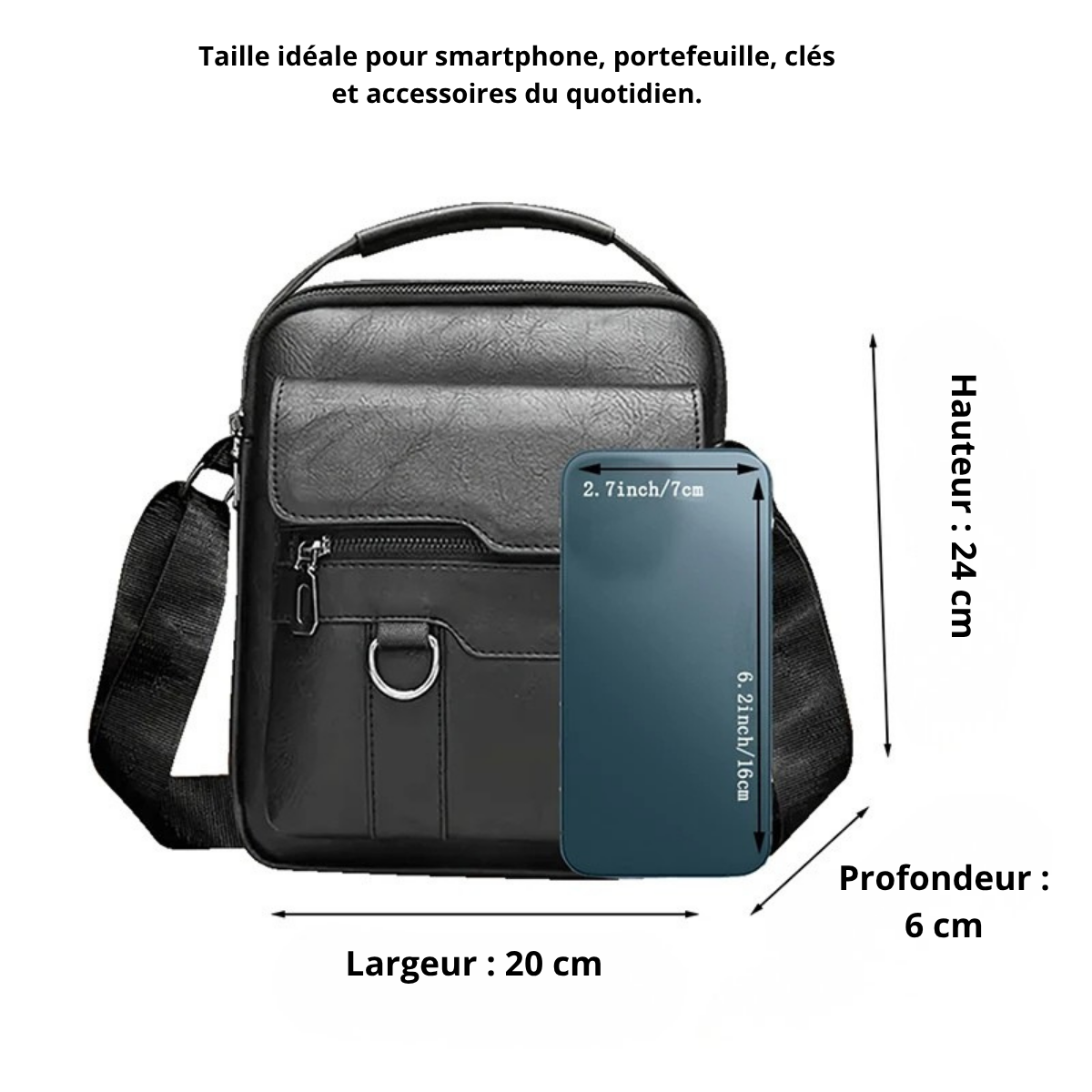 Vittorio – Petite Sacoche Homme Polyvalente pour Travail et Quotidien