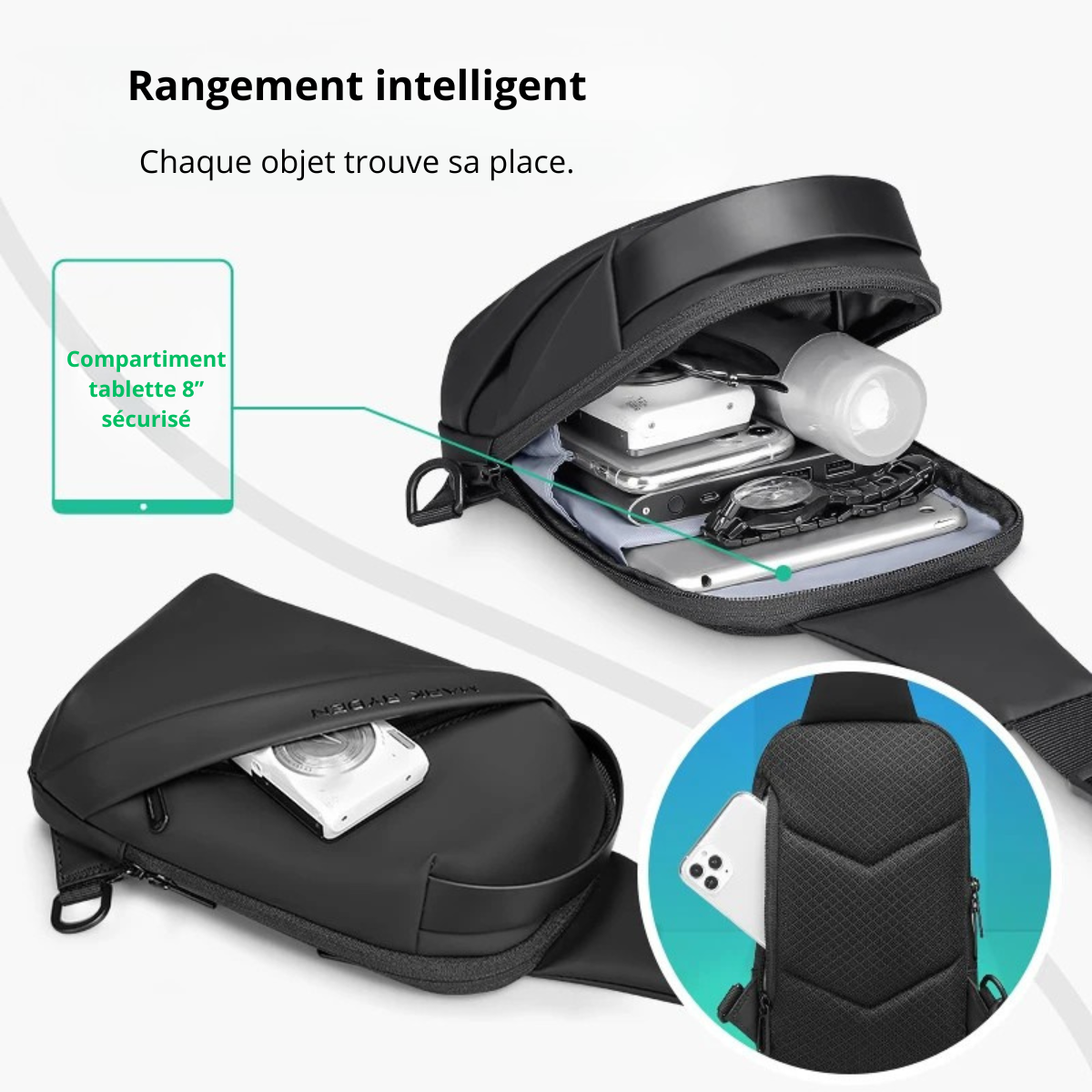 Renato – Sacoche Bandoulière Homme Confortable pour Ville et Moto