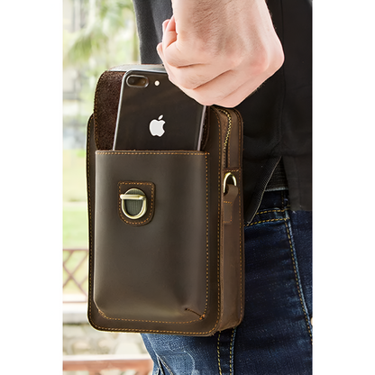 Fausto – Petite Sacoche Homme en Cuir Vintage & Organisation Compacte