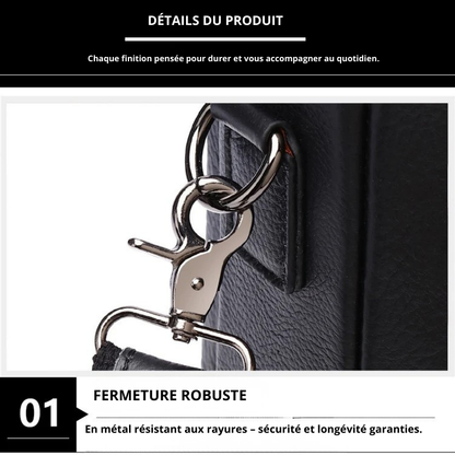 Giovanni – Sacoche Ordinateur Homme en Cuir Authentique Noir