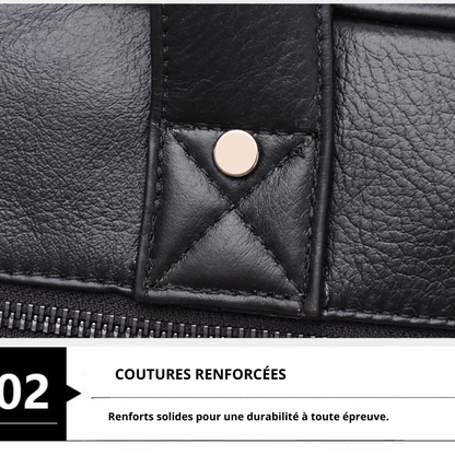 Giovanni – Sacoche Ordinateur Homme en Cuir Authentique Noir