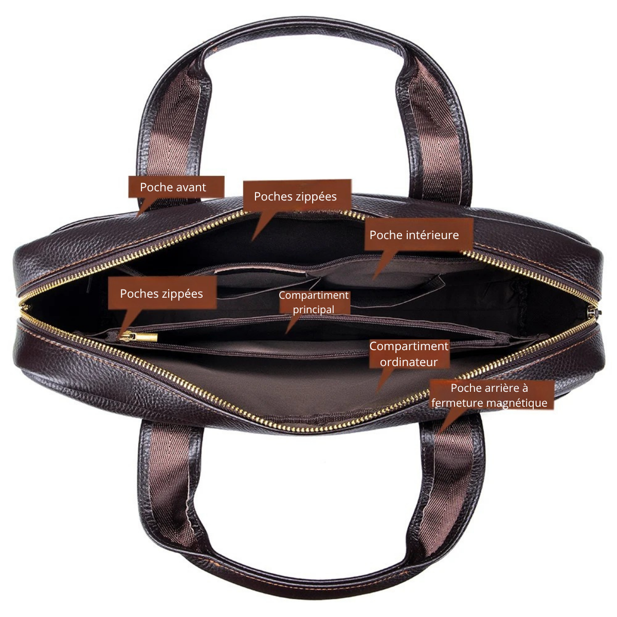 Domenico – Sacoche Ordinateur Homme en Cuir Pleine Fleur