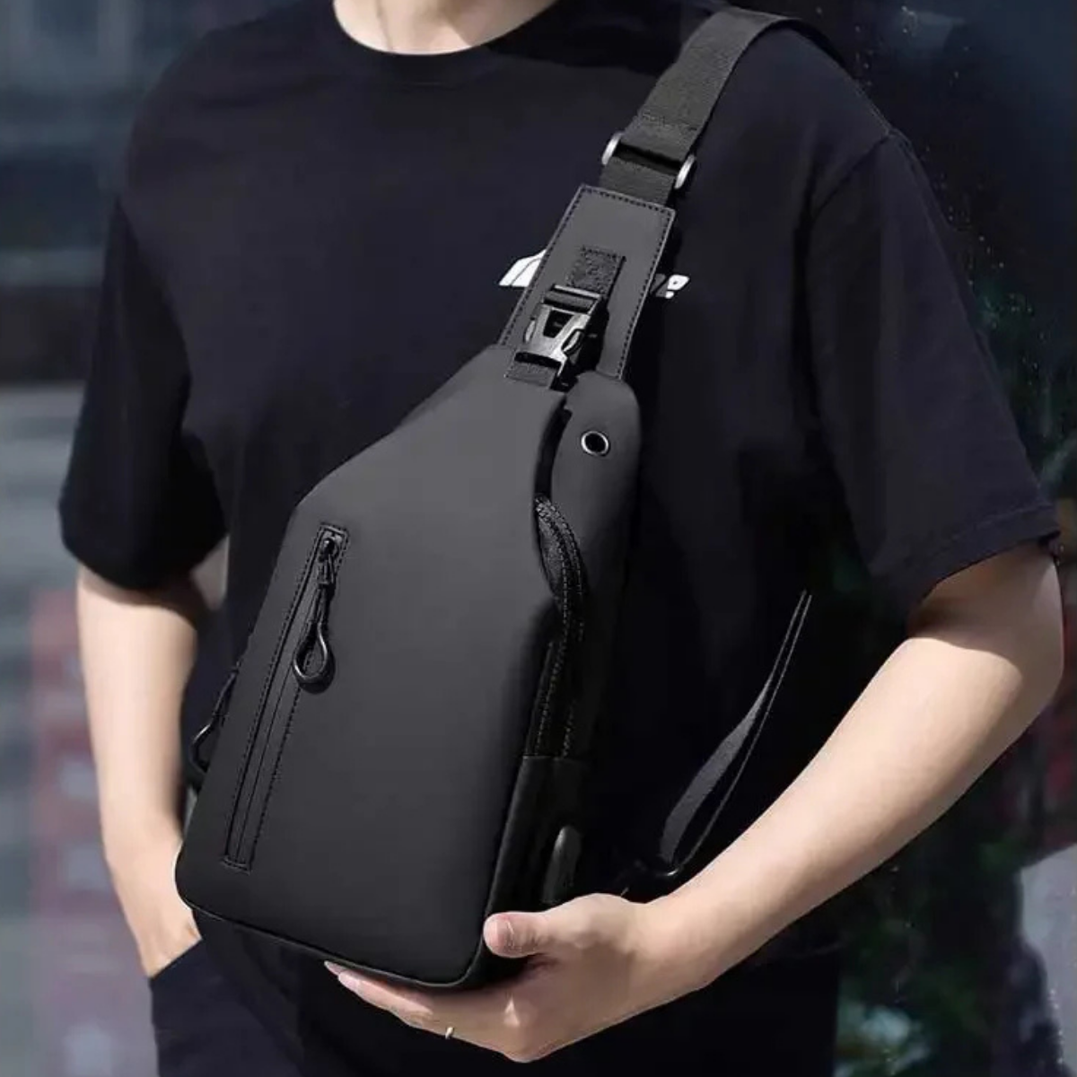 Gianni – Sacoche Bandoulière Homme Connectée avec Port USB