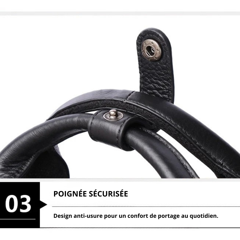 Giovanni – Sacoche Ordinateur Homme en Cuir Authentique Noir