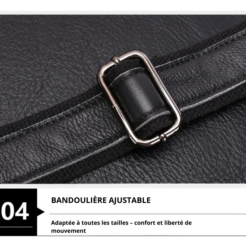 Giovanni – Sacoche Ordinateur Homme en Cuir Authentique Noir