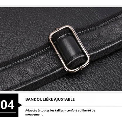Giovanni – Sacoche Ordinateur Homme en Cuir Authentique Noir