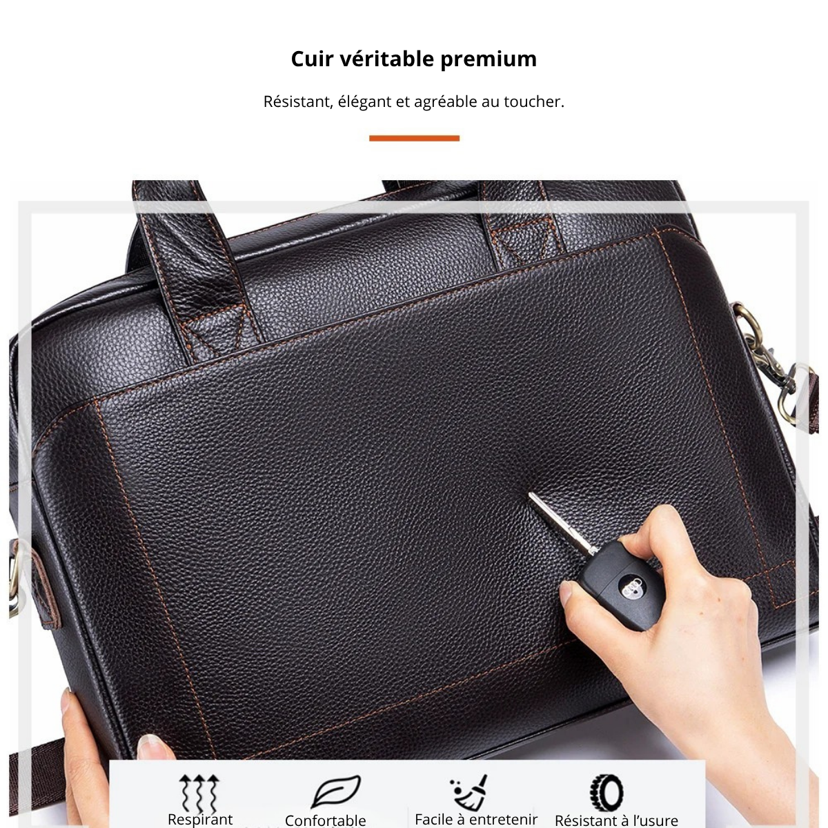 Domenico – Sacoche Ordinateur Homme en Cuir Pleine Fleur