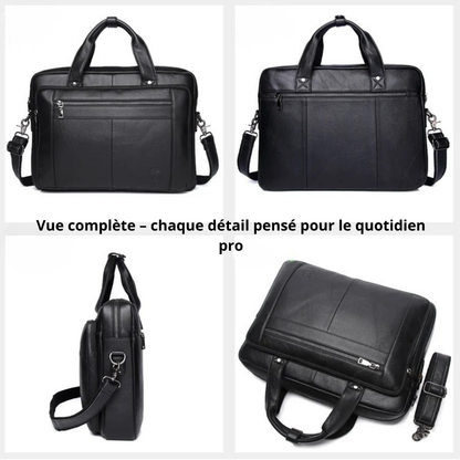 Giovanni – Sacoche Ordinateur Homme en Cuir Authentique Noir