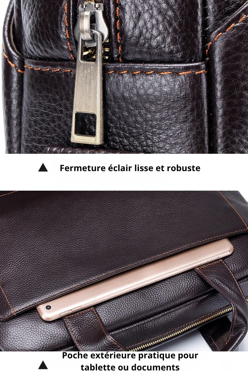 Domenico – Sacoche Ordinateur Homme en Cuir Pleine Fleur