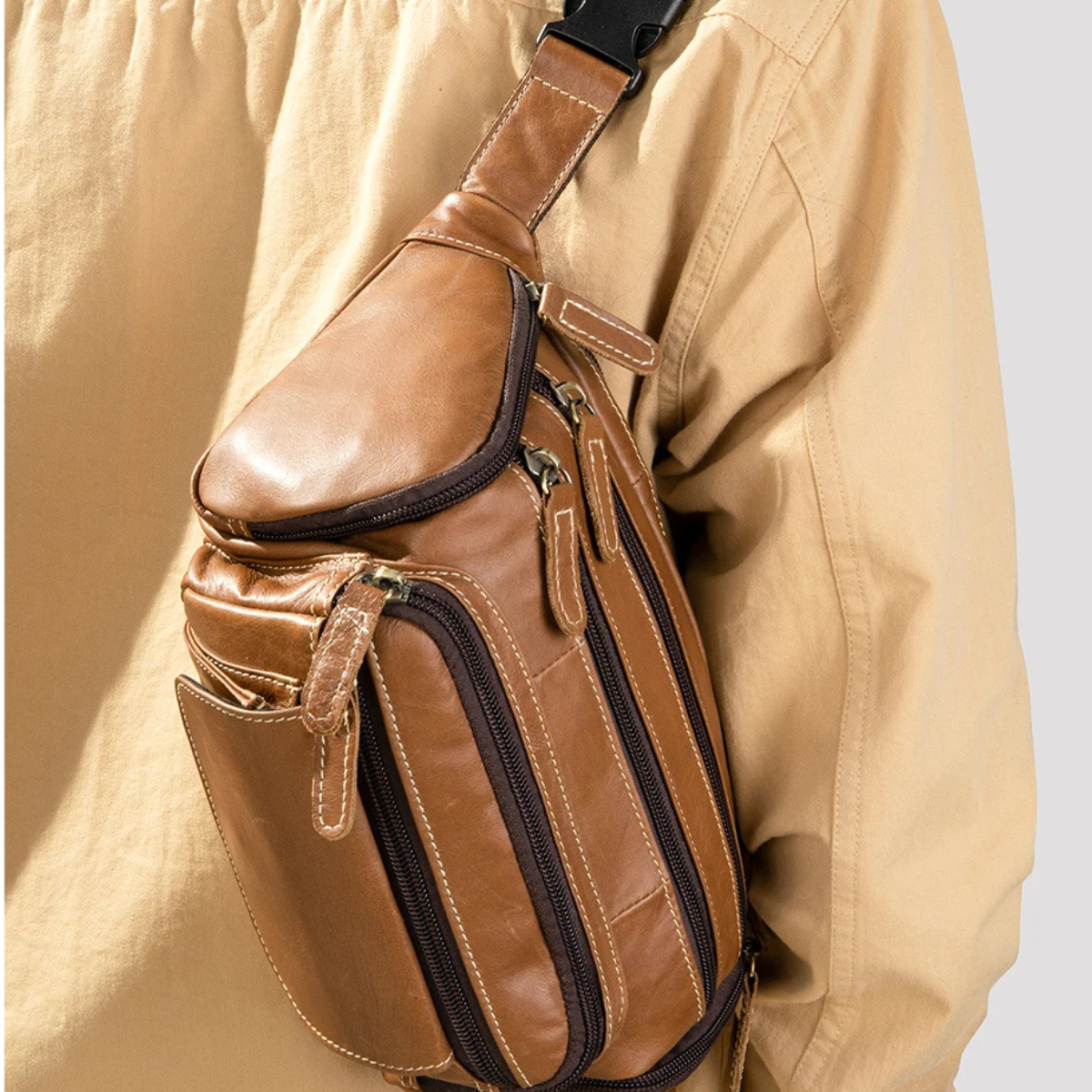 Mario – Sacoche Banane Homme en Cuir pour Style et Aventure