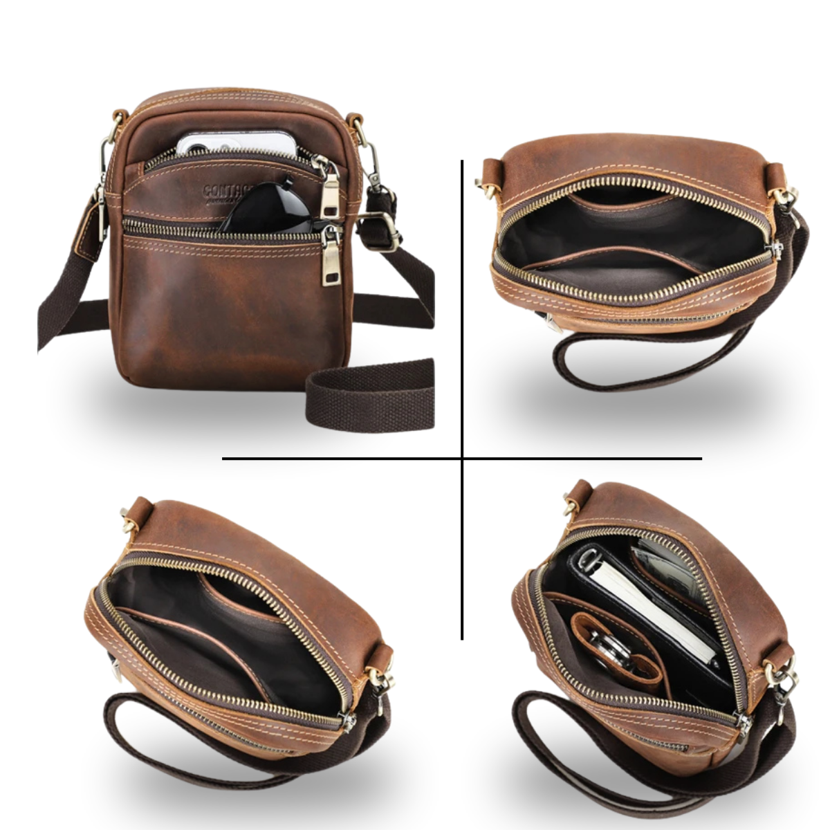 Christoforo – Petite Sacoche Homme en Cuir Élégante et Robuste