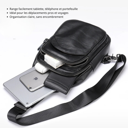 Nazario – Sacoche Bandoulière Homme en Cuir pour Mobilité