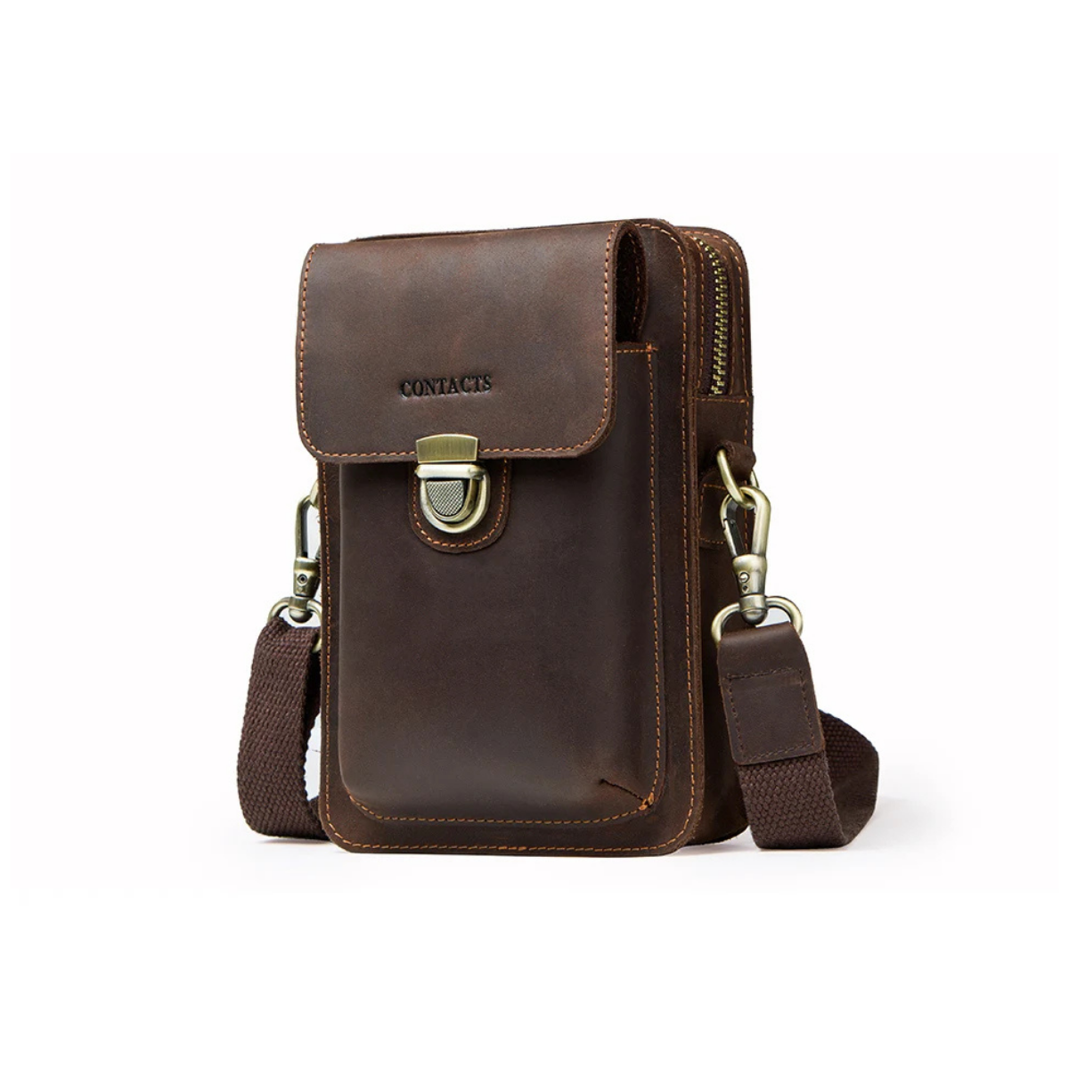 Fausto – Petite Sacoche Homme en Cuir Vintage & Organisation Compacte