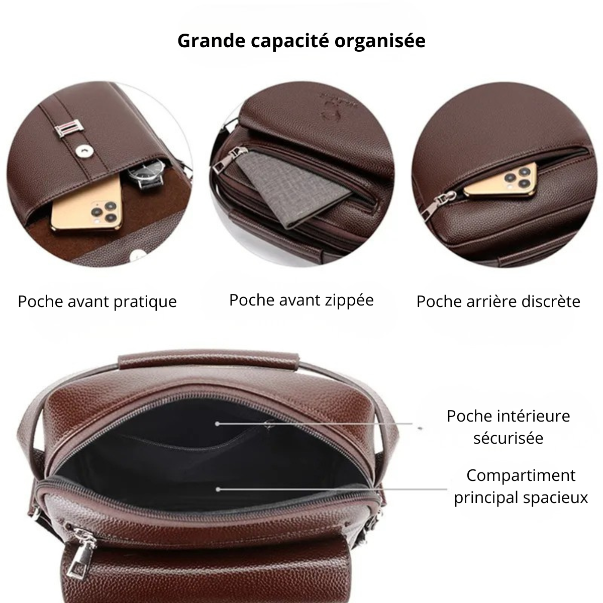 Sante – Sacoche Bandoulière  Homme en Cuir Imperméable, Élégance & Grande Capacité