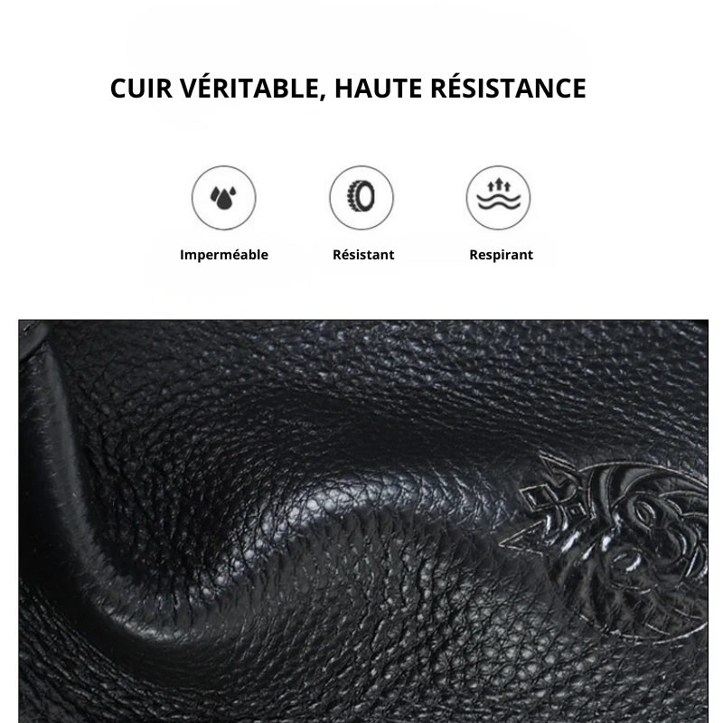Giovanni – Sacoche Ordinateur Homme en Cuir Authentique Noir