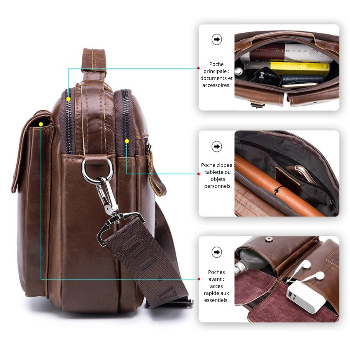 Ettore – Sacoche Homme Luxe en Cuir Véritable & Élégance Professionnelle