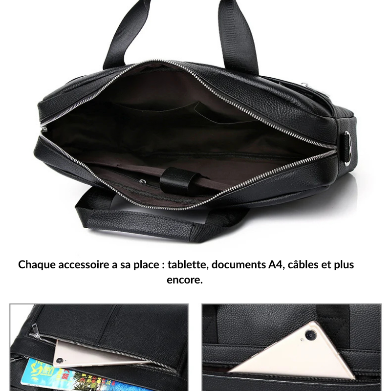 Raffaele – Sacoche Ordinateur Homme en Cuir Véritable