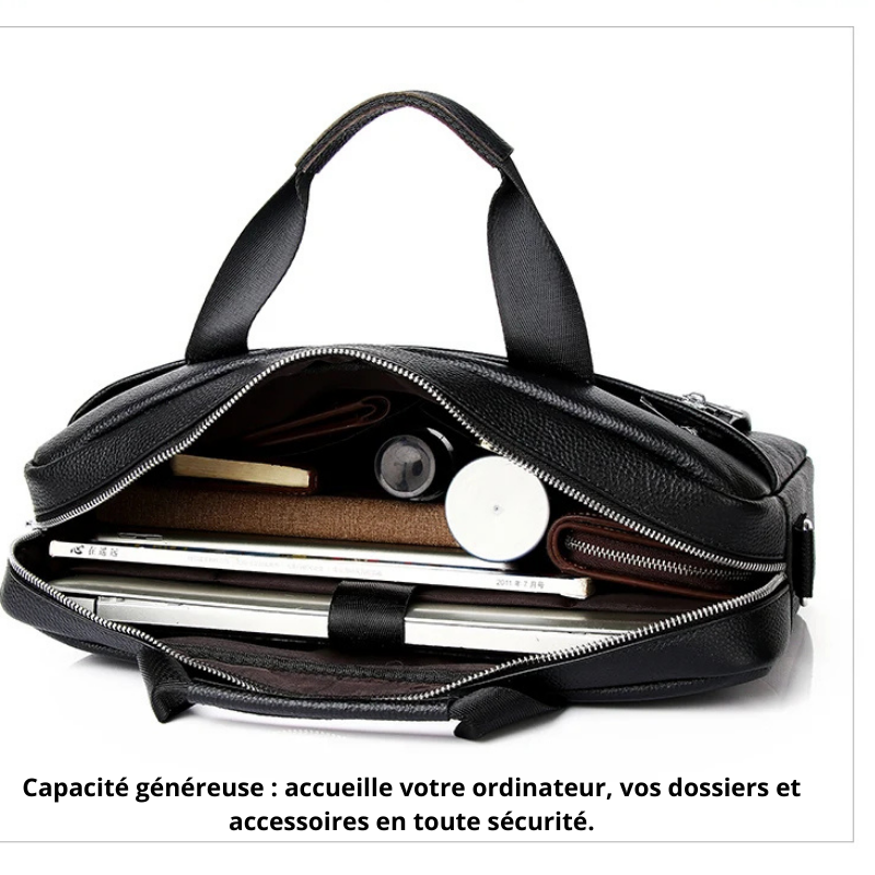Raffaele – Sacoche Ordinateur Homme en Cuir Véritable