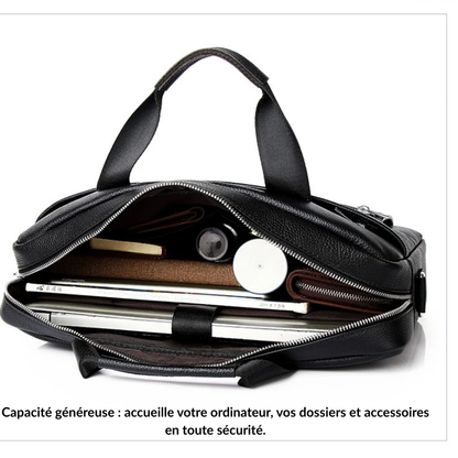 Raffaele – Sacoche Ordinateur Homme en Cuir Véritable