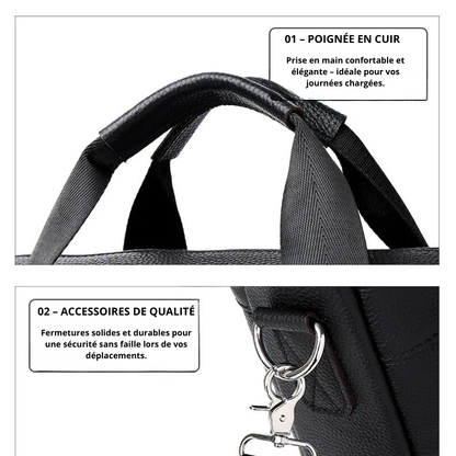 Raffaele – Sacoche Ordinateur Homme en Cuir Véritable