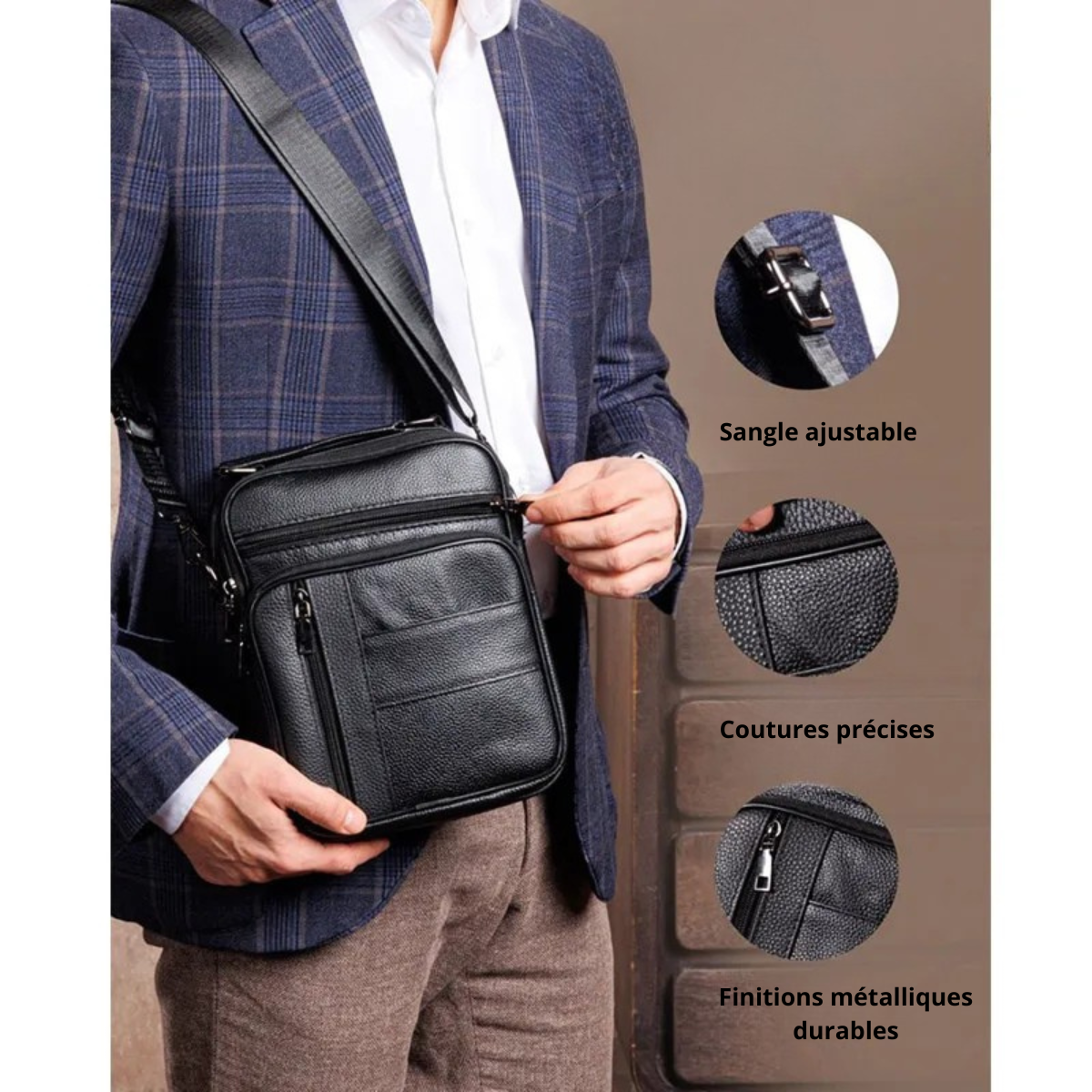 Salvo – Sacoche Homme Luxe en Cuir Véritable & Élégance Décontractée