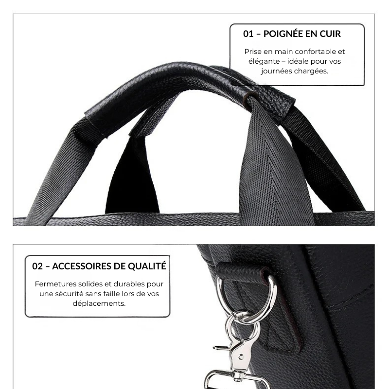 Raffaele – Sacoche Ordinateur Homme en Cuir Véritable