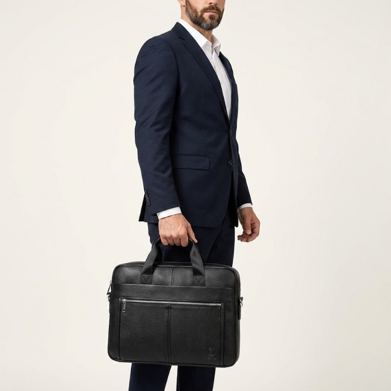 Raffaele – Sacoche Ordinateur Homme en Cuir Véritable