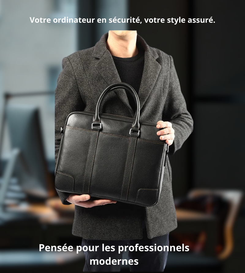 Adriano – Sacoche Ordinateur Homme en Cuir Authentique