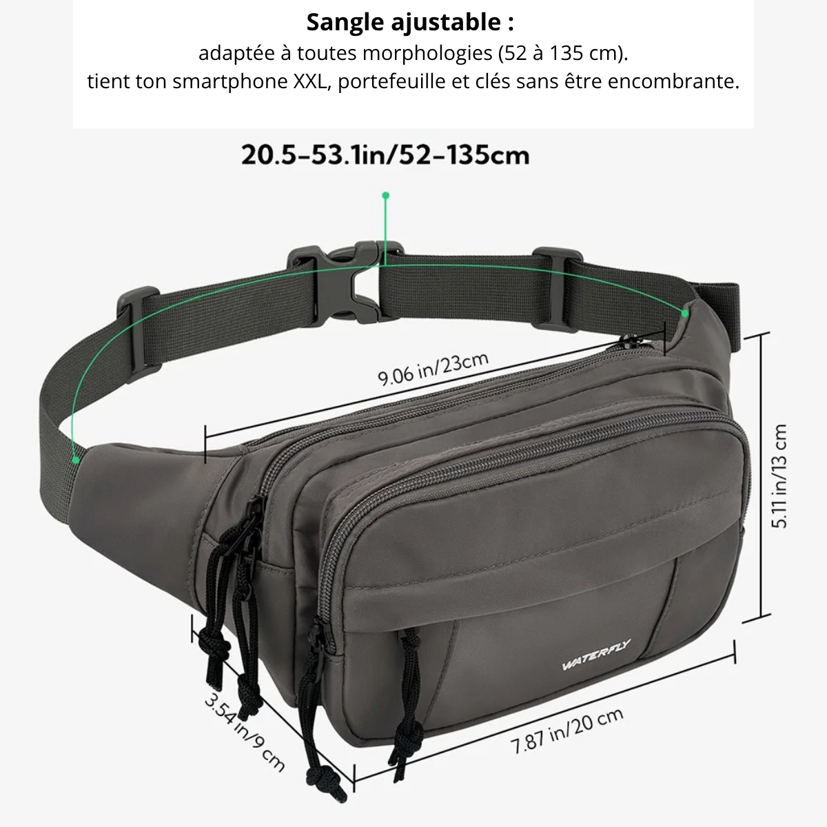 Corrado – Sacoche Banane Homme Organisée et Polyvalente