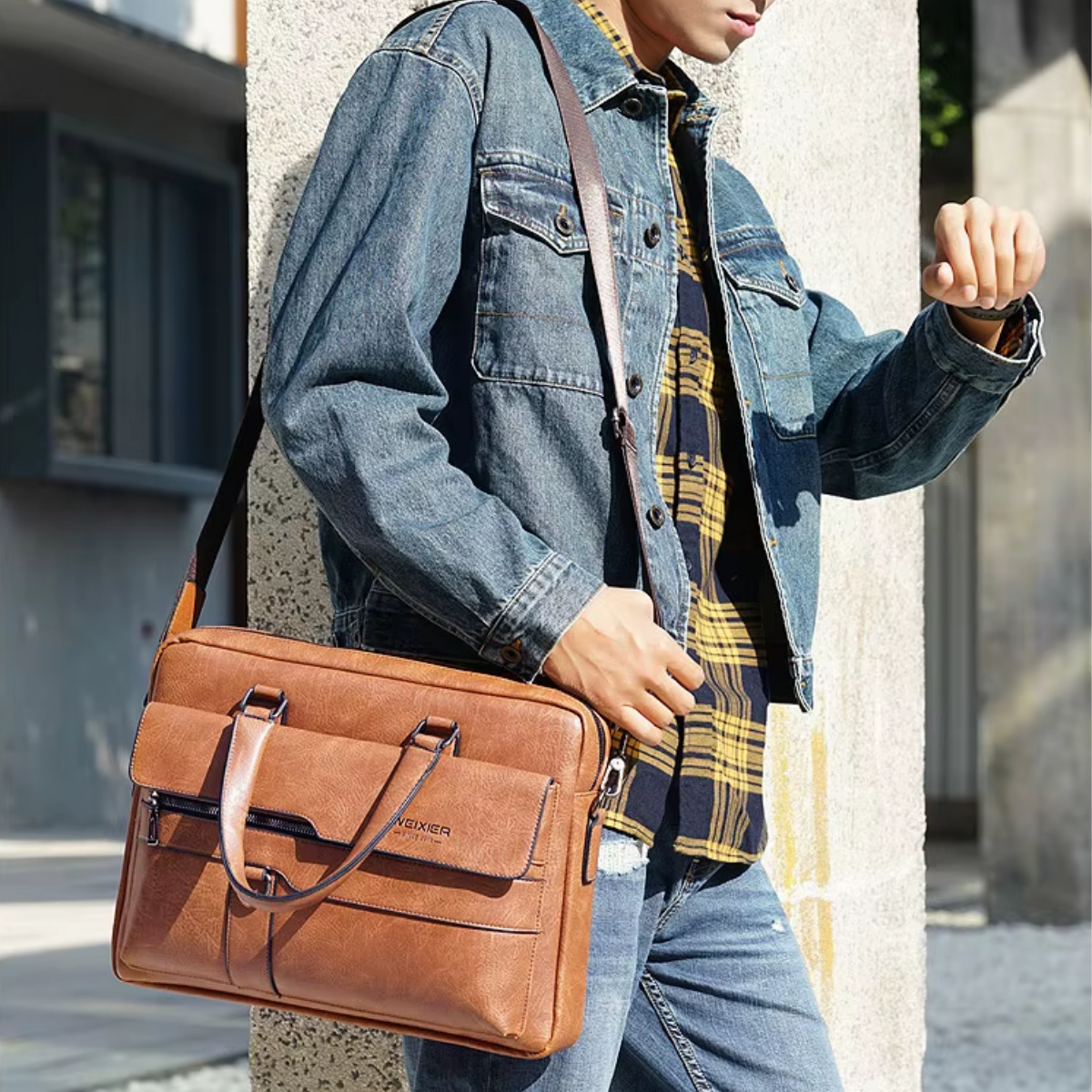 Lorenzo – Sacoche Ordinateur Homme en Simili Cuir Premium