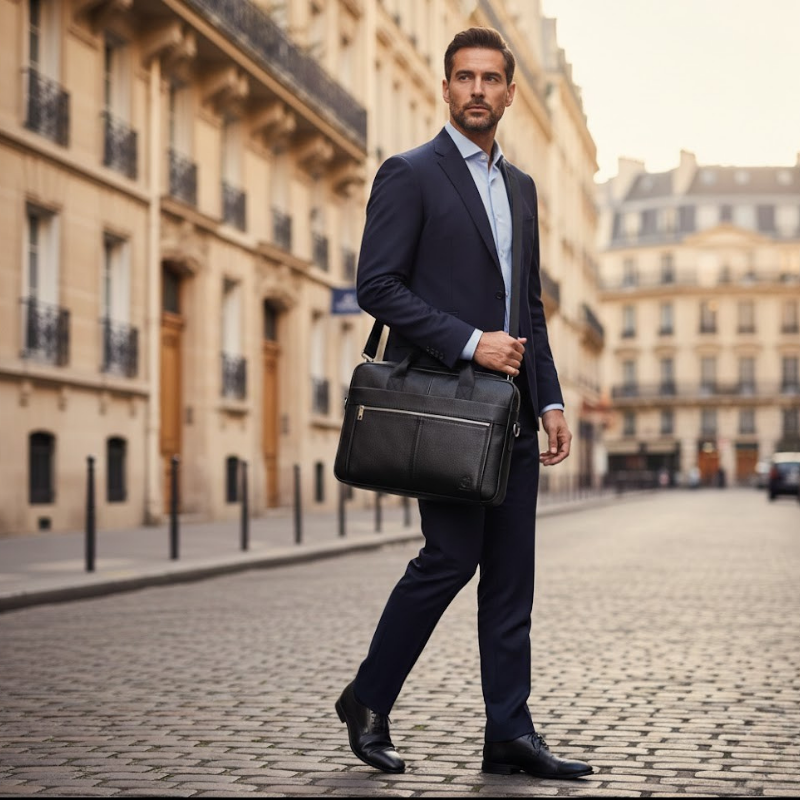 Raffaele – Sacoche Ordinateur Homme en Cuir Véritable