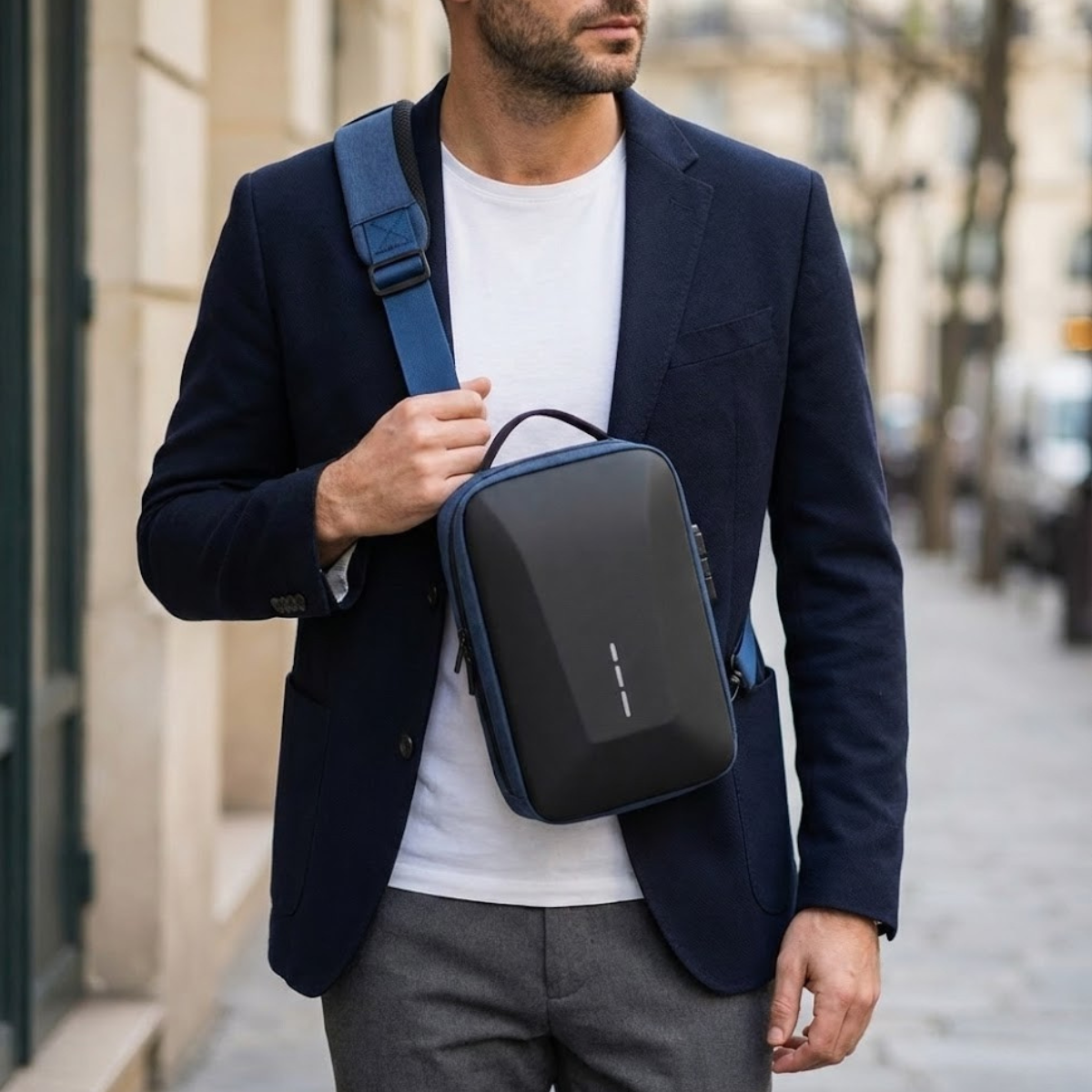 Urbano – Sacoche Bandoulière Antivol avec Verrou à Code & Port USB, Sécurité