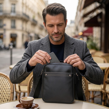 Dino – Sacoche Bandoulière Homme Cuir Multipoches