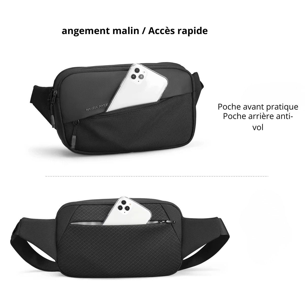 Maldini – Sacoche Banane Homme Pratique et Élégante pour Hommes Actifs