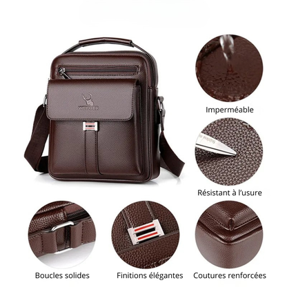 Sante – Sacoche Bandoulière  Homme en Cuir Imperméable, Élégance & Grande Capacité