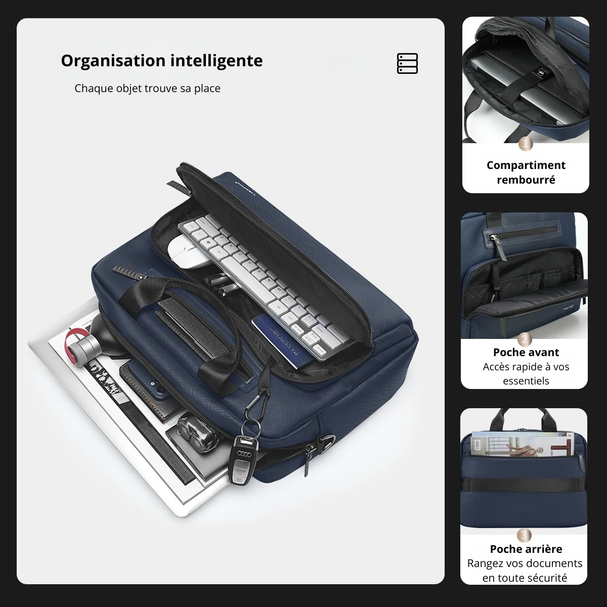 Armando – Sacoche Ordinateur Homme Étanche et Élégante pour le Bureau et les Voyages