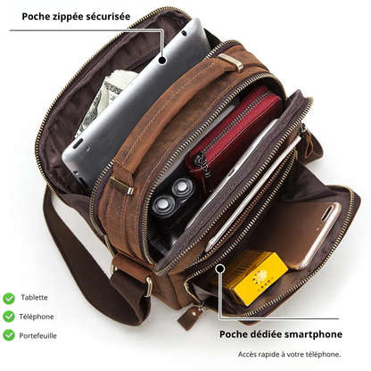 Enzo – Sacoche Bandoulière Homme Authentique en Cuir Vintage