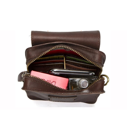 Fausto – Petite Sacoche Homme en Cuir Vintage & Organisation Compacte