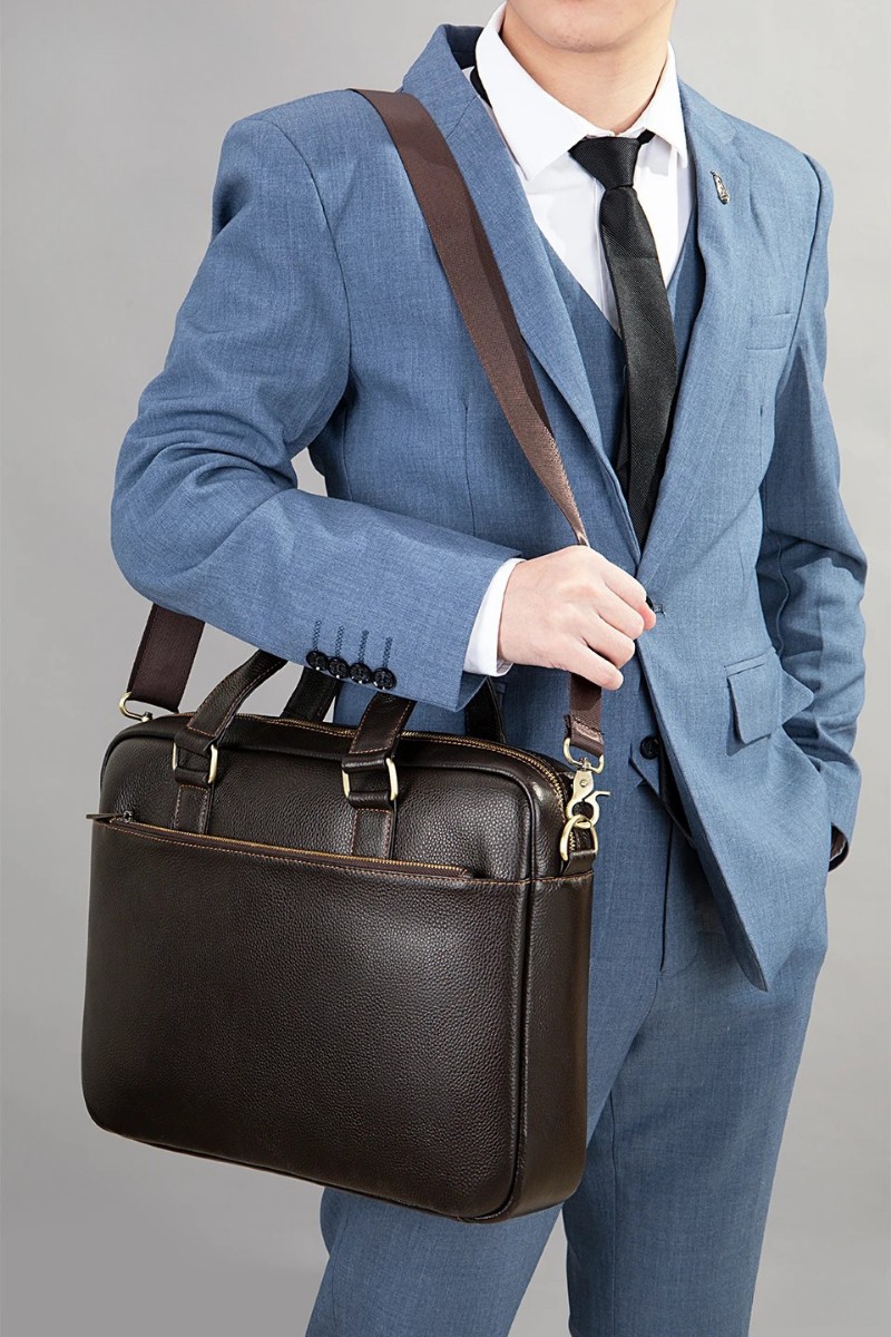 Sebastiano – Sacoche Ordinateur Homme en Cuir Véritable Élégante et Professionnel