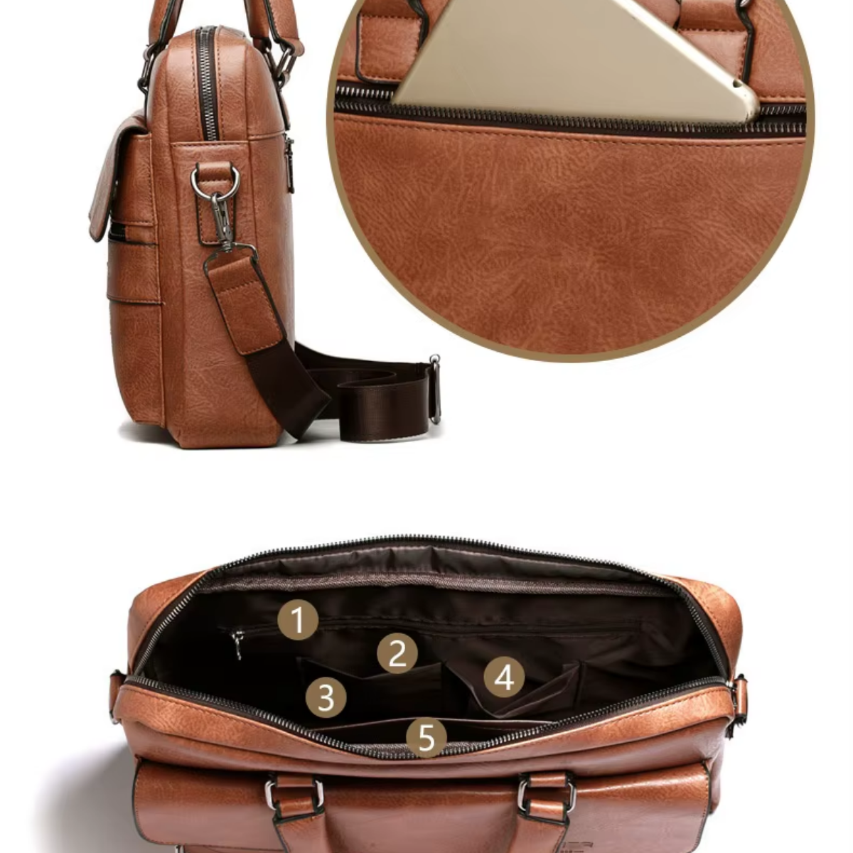 Lorenzo – Sacoche Ordinateur Homme en Simili Cuir Premium