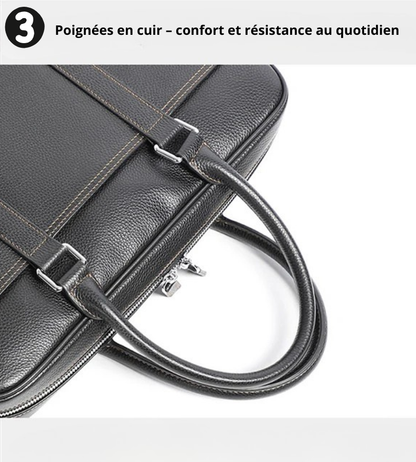 Adriano – Sacoche Ordinateur Homme en Cuir Authentique