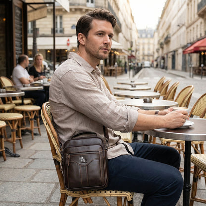 Paolo – Sacoche Bandoulière Homme Stylée en Cuir Rétro