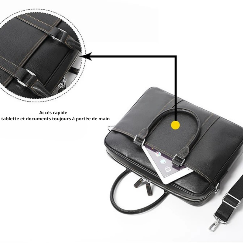 Adriano – Sacoche Ordinateur Homme en Cuir Authentique