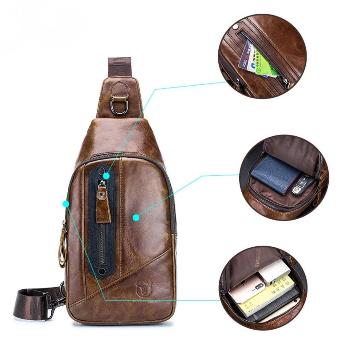 Salvatore – Sacoche Bandoulière Homme Multifonction en Cuir