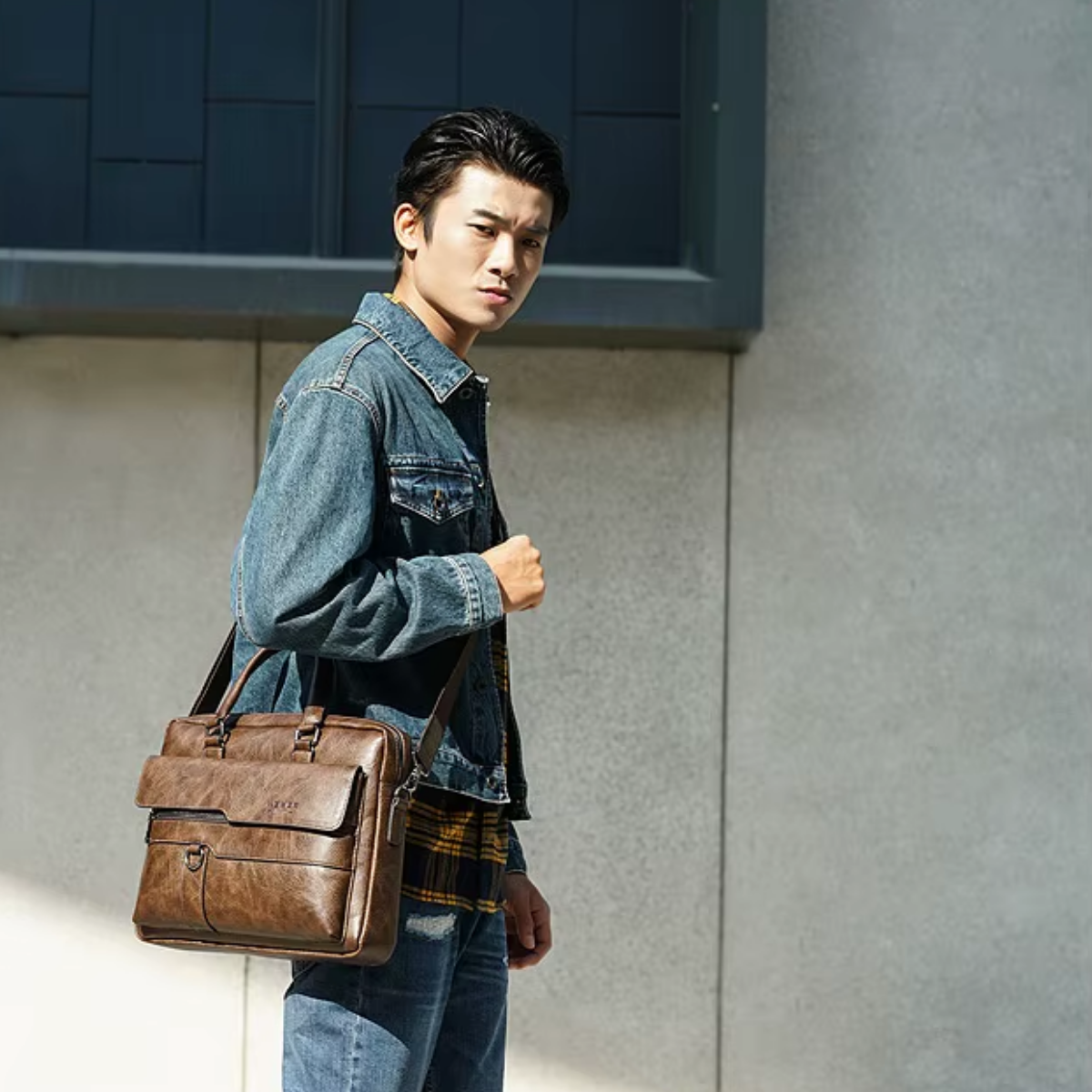 Lorenzo – Sacoche Ordinateur Homme en Simili Cuir Premium