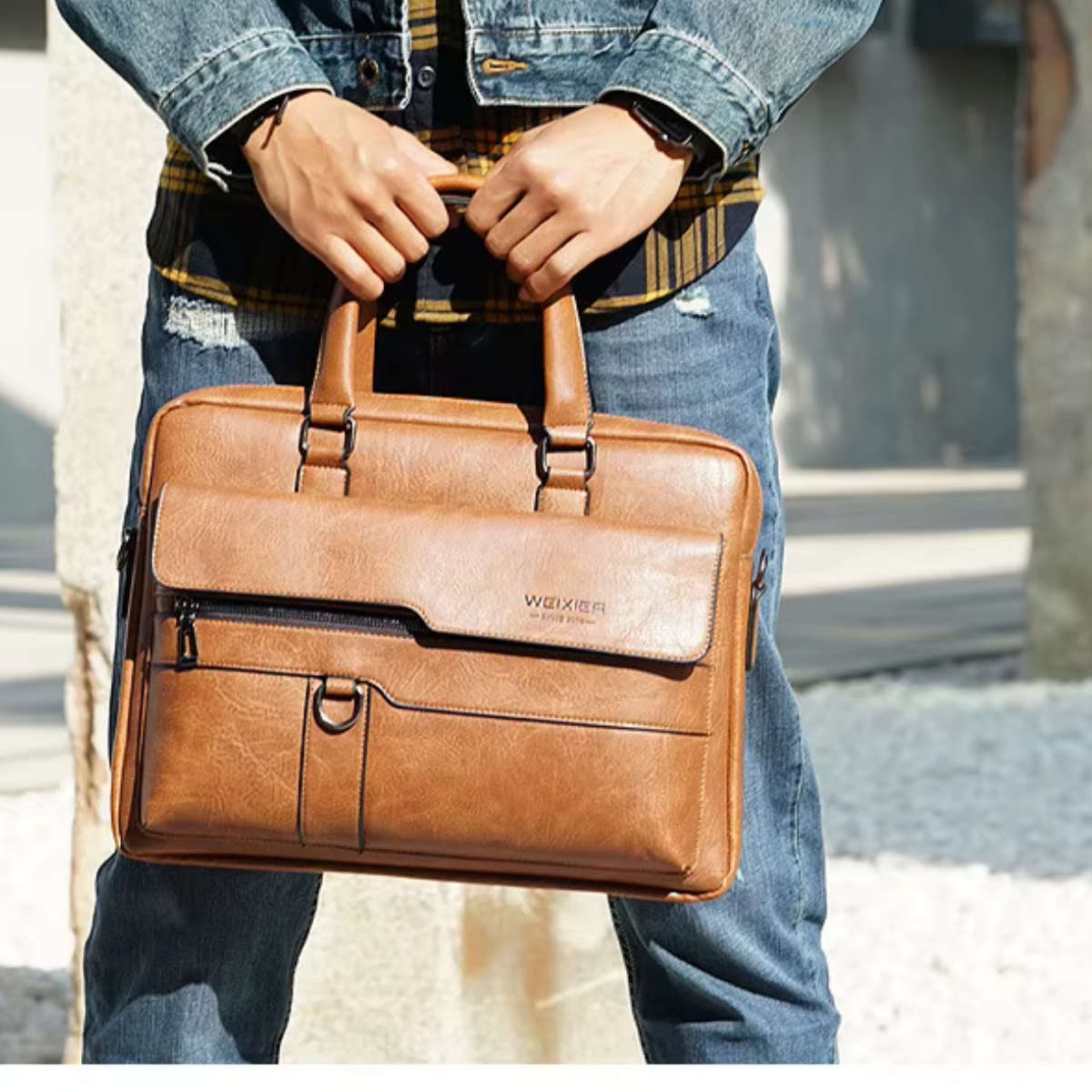 Lorenzo – Sacoche Ordinateur Homme en Simili Cuir Premium