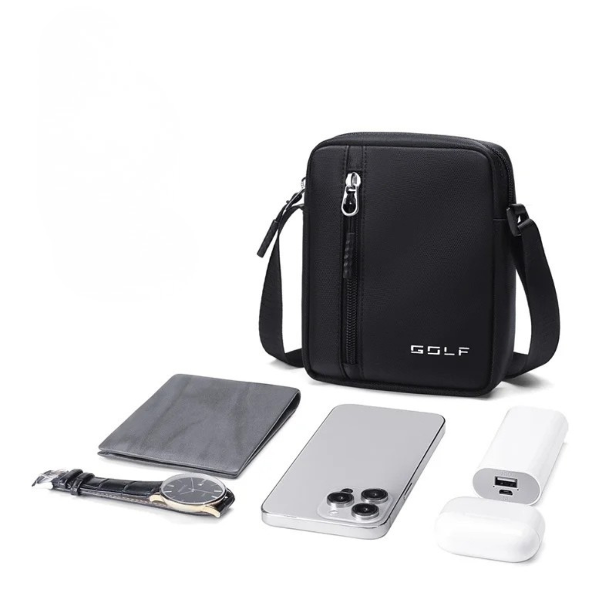 Benedetto – Petite Sacoche Homme Noire en Oxford Légère et Moderne