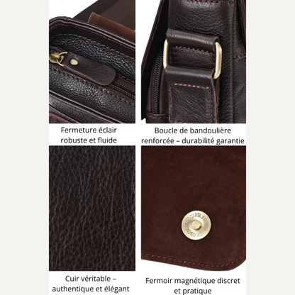 Jacopo – Sacoche Homme Cuir ,Vintage et Organisée