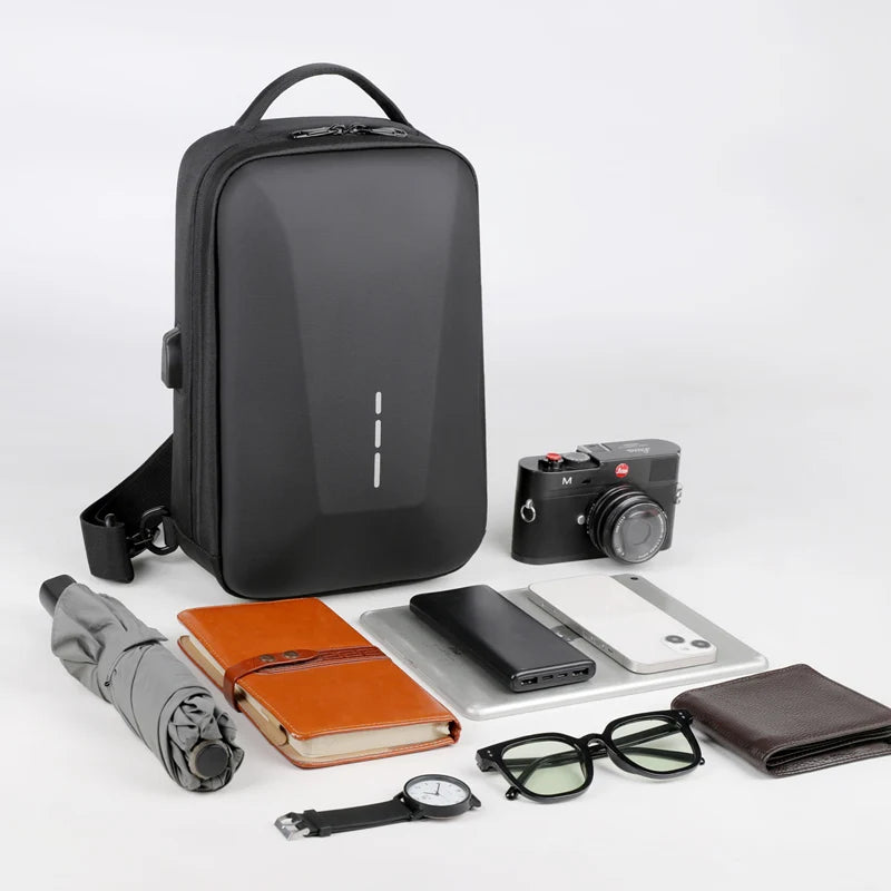 Urbano – Sacoche Bandoulière Antivol avec Verrou à Code & Port USB, Sécurité