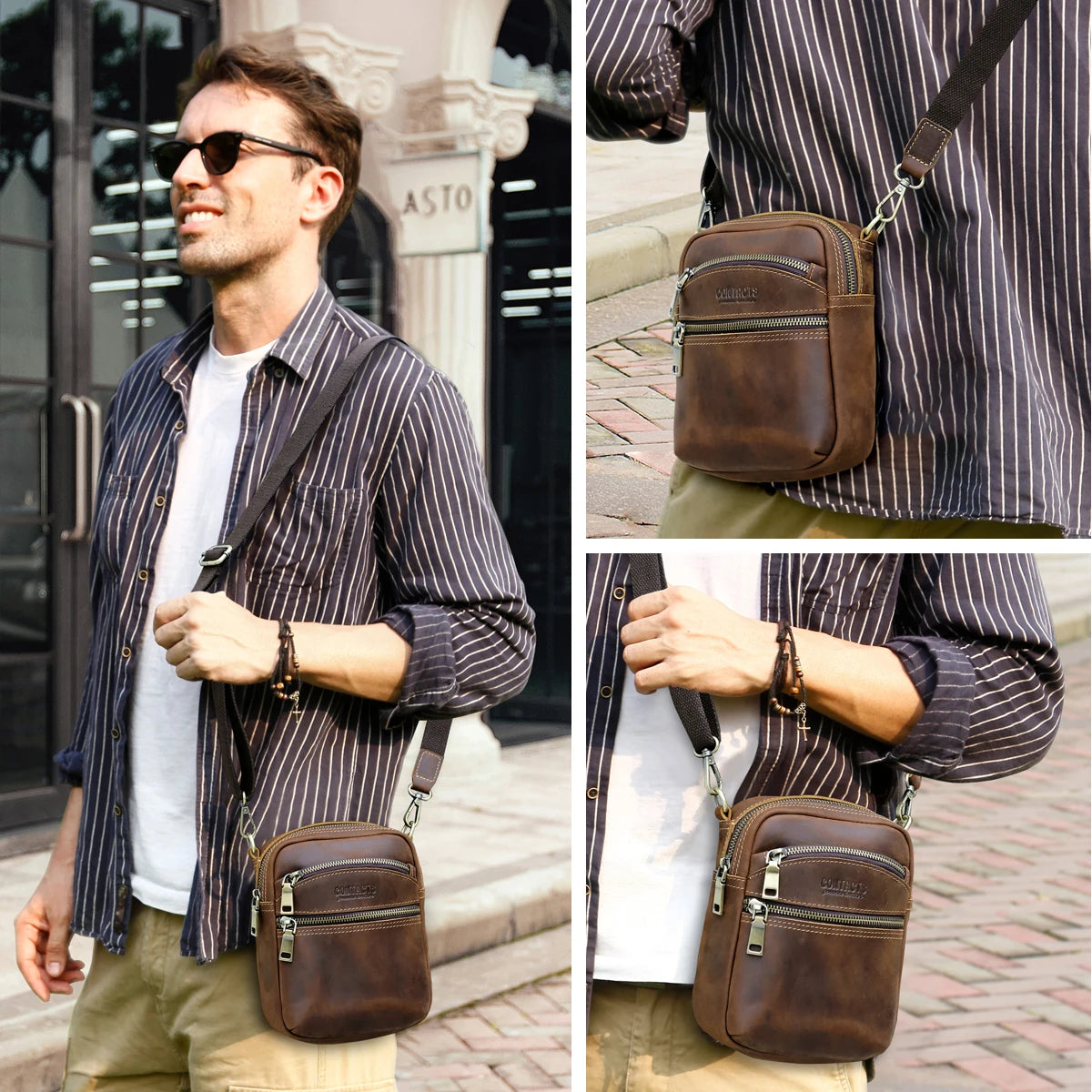 Christoforo – Petite Sacoche Homme en Cuir Élégante et Robuste